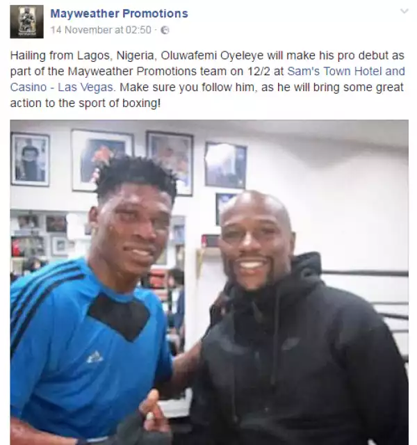 Nigerian Boxer signed to Mayweather promotions